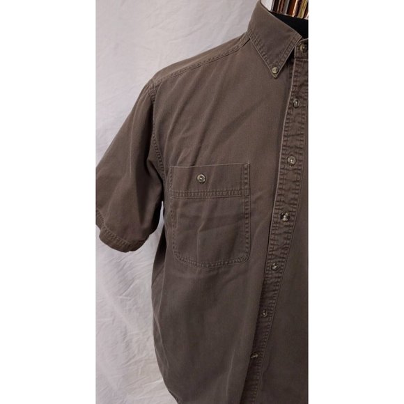 Wrangler Rugged Wear Mens XL Brown Short Sleeve Button Up Work Shirt - Picture 3 of 10